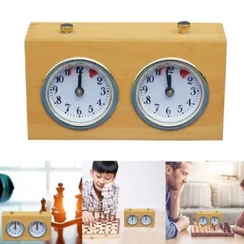 Retro Mechaninė Šachmatų Žaidimo Laikrodis Retro Mediniai Shell Mechaninė Šachmatų Laikrodis Žadintuvas Ne Pažymint Triukšmo Su Led Atidėti Šviesos