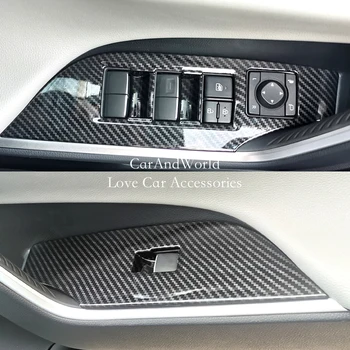 Automobilių Durų Porankiai Skydelio Dangtelį Interjero Lango Stiklo Pakėlimo Jungiklio Mygtuką, Slenkstukai Toyota RAV4 LHD 2019 2020 ABS Chrome Priedai