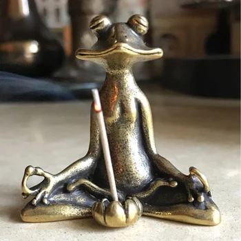 Retro Brass Medituoti Zen Budizmo Varlė Statula Mažas Ornamentas Vario Gyvūnų Skulptūros Smilkalų Degiklis Namų Stalo Apdailos Arbatos Pet