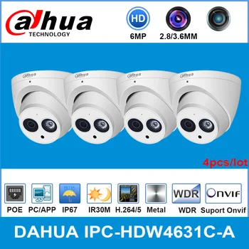 Dahua Didmeninė IPC-HDW4631C-A 6MP HD POE Tinklo IP Kameros Metalo Built-in MIC VAIZDO 30M IR Onvif iš IPC-HDW4433C-A 4pcs/daug