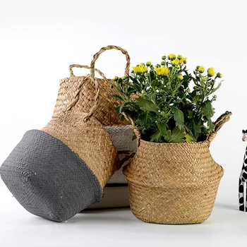 Rankų darbo Bambuko Laikymo Krepšiai, Seagrass Vytelių Krepšelį Šiaurės stiliaus Sodo Vazonas Skalbinių Krepšį, Konteinerių Turėtojai Žaislas