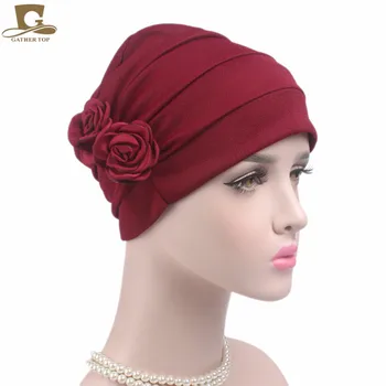 Naujas elegantiškas moteris du kartus 3d gėlių Chemo beanie Kepurė Miego Turbaną Skrybėlę Linijinės Vėžio Plaukų Slinkimas kepurės variklio Dangčio