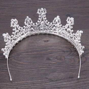 Perlų Vainikėliu Vestuvių Karalienė Pearl Tiara & Crowns Kalnų Krištolas Vestuvių Nuotakos Šukuosena, Plaukų Papuošalai Lankelis