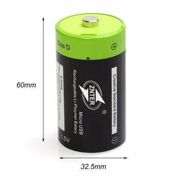 ZNTER 2vnt Micro USB, Baterija 1,5 V 4000mAh Įkraunamos Baterijos Dydžio, D Lipo LR20 Baterijos RC Kameros Drone Priedai