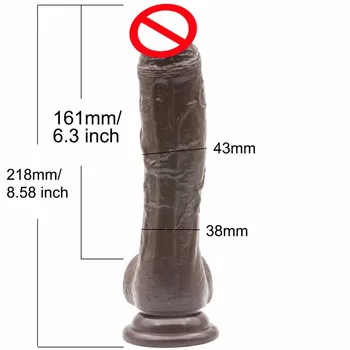8.58 colių 43mm didelis dildo falą atžalų netikras penis vibratorių sekso žaislai moterims, tikroviškas dildo Kavos spalvos siurbimo taurės dick
