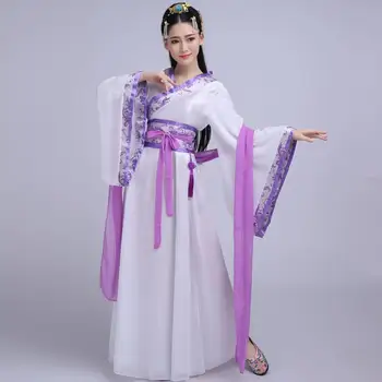 Kinijos Tradicinės Pasakos Kostiumų Tango/Han Dinastijos Tradicinių Drabužių Senovės Princesė Ilgas Chalatas, Violetinė Hanfu Cosplay DQL1857