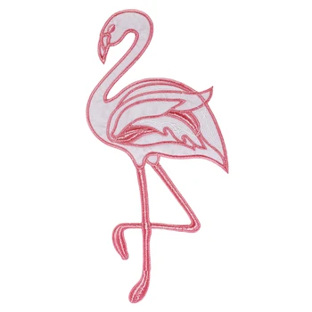 10pieces Rožinė China Flamingo Kranai Paukščių Siuvinėjimas, Aplikacijos Audinys Atgal Pleistrai Drabužius Ženklelis Siuvimo Reikmenys TH1124