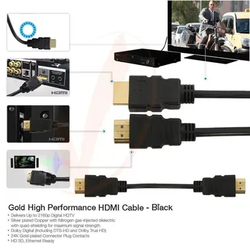HDMI Kabelis, vaizdo kabeliai auksą, sidabrą, 1.4 1080P 3D Kabelis, HDTV splitter switcher 0,2 m 0,3 m 0,5 m 1m TV