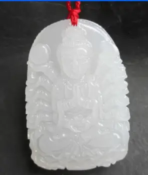 Kolekcionavimas Kinijos Hetian Jade Jade Raižyti Litų ranka Guan Yin Kwan-yin Bodhisatvos Išskirtinį Mažas Pakabukas