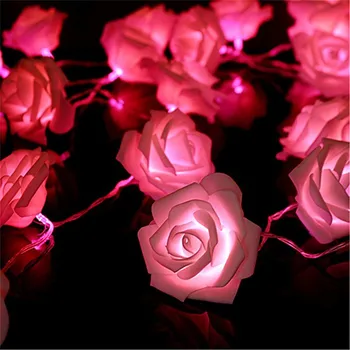 Rožių Gėlių Girlianda LED Žibintai, 20 Led String Žiburiai Kalėdų Interjerams Dekoruoti Namų Valentino Pasakų Šviesos