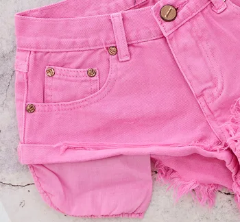 Mažas Juosmens Pink Macaron Džinsai, Šortai Moterims High Street Pantaloncini Donna Mujer Prarasti Vasaros Džinsinio Šortai Korte Broek Vrouwen