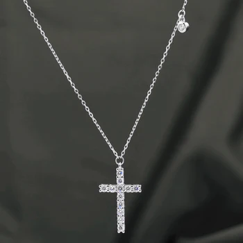 925 Sterling Silver Cross Karoliai Blizga Super Cirkonis Modeliavimas Diamond Kryžiaus Mados Religinių Karoliai, Papuošalai