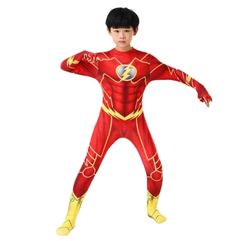 Flash Kostiumai Berniukams, Cosplay, Anime, Vaikų Helovinas Kostiumas Vaikas Juokinga Šalies Flash Jumpsuits Zentai Superherojus