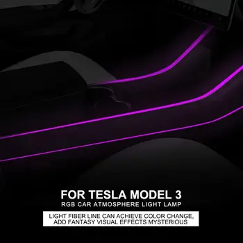 Modifikacija LED Šviesos Juostelės RGB Automobilio Salono Atmosfera, Įvairių Spalvų LED Šviesos Tesla model 3 Šviesos Ruože Automobilių Reikmenys