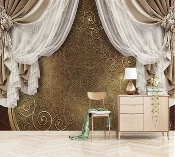 Beibehang Individualų išskirtinį freskos 3D trimatis Europos stiliaus užuolaidų, minkštų pagalvių nėriniai serijos namo sienos fone