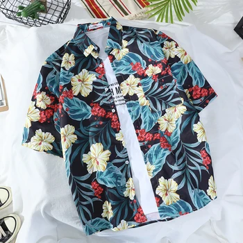 2020 Naujas Vyrų Augalų Havajų Marškinėliai Atvartas trumpomis Rankovėmis Mygtuką marškinėliai Mados Jaunimo Atspausdinta Marškinėliai Laisvi, Atsitiktinis, S-3XL