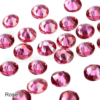 Rose Fuchsia Pink Champagne ss3-ss30 nagų cirkonio butas atgal Non Hot-Fix kristalas masės diamond blizgučiai akmens, PASIDARYK pats drabužis