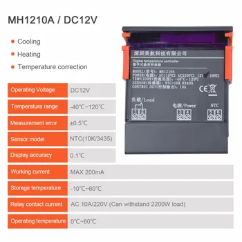 Skaitmeninis Temperatūros Reguliatorius MH1210A DC12V AC110V AC220V Mini Skaitmeninis LED Termostatas Temperatūros Valdiklis su Jutiklis Zondas