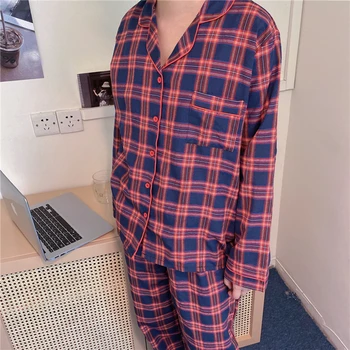 Atsitiktinis namų drabužius 2 dalių rinkinys moterims sleepwear pledas pižama nustatyti, raudona pora namų kostiumas ilgomis rankovėmis prarasti viršuje kelnės pijamas Y278