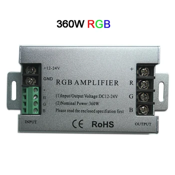 Aliuminio 360W RGB stiprintuvas DC12V 24V 30A RGB led juostos valdiklis RGB SMD 5050 3528 LED Juostelės šviesos signalo stiprintuvas