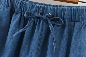 Naujas 2021 Korėja vasaros stiliaus plius dydis džinsai, šortai moterims didelių palaidų mėlynos medvilnės kišenės, diržas, džinsai, šortai 3XL 4XL 5XL 6XL