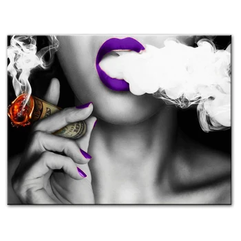 Seksualios Raudonos Mergina Drobės, Paveikslai Ant Sienų Plakatai Ir Spausdina Mergina Rūkyti Cigarų Sienos Nuotraukas Kambarį Cuadros