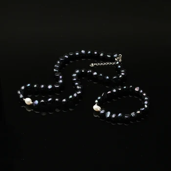 Nekilnojamojo Gėlo vandens Natūralių Perlų Karoliai, Moters,, 8-9mm Balta 925 Sidabro Vestuvių Perlų Vėrinį Mergina Gimtadienio Dovana