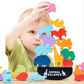 Montessori Žaislai ikimokyklinio Ugdymo Gyvūnų Balansą, Statyba Blokai, Mediniai Žaislai, Šeimos Žaislai, Vaikų Dovanų