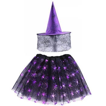Helovinas Fancy Dress Ragana Cosplay Kostiumai Vaikams, Vaikams Wizard Hat Kostiumas Mergaitėms Ragana Sijonas Šalis Atostogų Apdaila