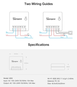 10vnt SONOFF MINI WiFi Smart Switch Laikmačio Modulis 10A 2 Būdas Pereiti Paramos APP/LAN/Balso Nuotolinio Valdymo 