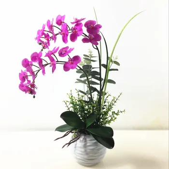 1set silicio nekilnojamojo touch dirbtinė orchidėja, gėlių kompozicijų mini bonsai gėlė, tik ne vaza