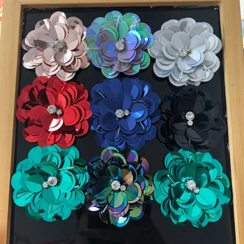 19 spalvų didelės ranka prisiūta granulių blizgančiais pleistras, 3D Blizgančiais gėlių pleistras batų aplikacijos 