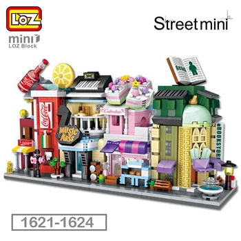 LOZ Blokai Mielas Mini Street Parduotuvė Vaikų Švietimo Žaislas Mažos Parduotuvės brinquedos Modelis Statybinės Plytos Mergina Dovanos 1621 - 1628