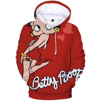 Karikatūros Betty BOOP Hoodies Vyrų, Moterų Gatvės drabužiai, Paltai Atsitiktinis Marškinėlius 3D Atspausdintas Berniukų/mergaičių 3D Hoodies Betty BOOP Drabužiai