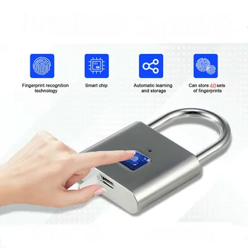 Mini Smart pirštų Atspaudų Lock USB Įkrovimo Keyless Elektroninės Spynos, nepralaidus Vandeniui Anti-theft Saugos Suicase Bagažo Durų Užraktas