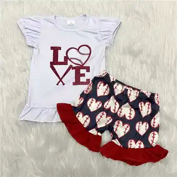 Naujų Mergaičių, Kūdikių Drabužiai Širdies Modelis T-marškinėliai, Šortai, Kelnės Valentino Dieną Naujagimiui Bamblys Merginos Komplektai