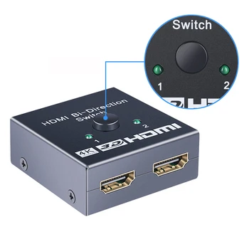 Zeadow HDMI Jungiklis Dvikryptis HDMI Splitter 1-2 Iš /2 Įvesties Ir 1 Išvesties Palaiko 4K 3D 1080P Xbox, PS4, PS3, DVD, HDTV