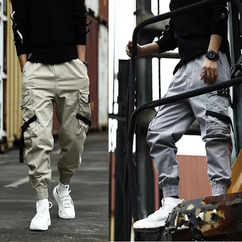 Kamufliažinės Kelnės Vyrams, Atsitiktinis Camo Krovinių Kelnės Hip-Hop Poilsiu Streetwear Pantalon Atsitiktinis SweatPants Juoda Slim Mens Poilsiu