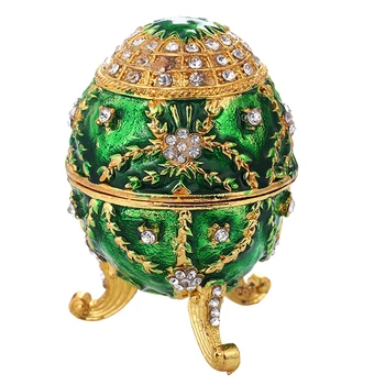 Crystal Green Velykų Faberge Kiaušinis Rusijos Royal Papuošalų Dėžutė Atveju