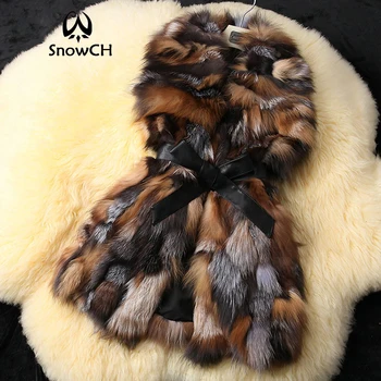 Naujas Nekilnojamojo lapės kailio Liemenė moterims fox fur coat žiemos kailio striukę pritaikyti didelis dydis Nemokamas pristatymas F674