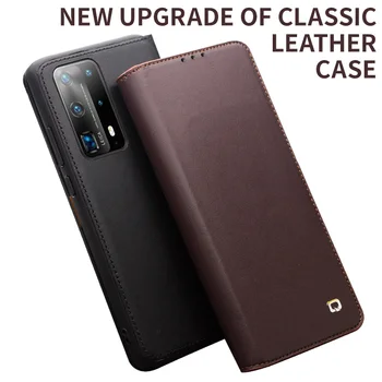 Qialino Prabanga Kortelės Lizdas Flip Case For Huawei Mate 9 10 20 30 Pro Natūralios Odos Piniginės 
