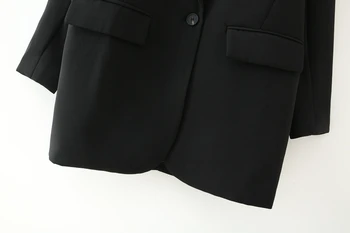 ZXQJ elegantiškas moteris, kietas juodas švarkas striukės 2020 mados ponios office visą rankovės tinka vintage moterų kišenėje švarkas