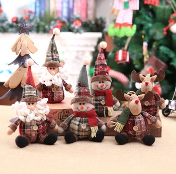Kalėdų dekoracijos Kalėdų Senelis, animacinių filmų lėlės vaikams snaigės pledas audinio lėlės Kalėdų medžio apdaila lėlės pakabučiai