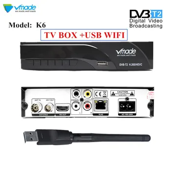 DVB-T2 K6 H. 265 HEVC Skaitmeninis HD DVB-T Antžeminės TV Imtuvas Palaiko Youtube DVB T2 TV Imtuvas Dėžutė Su RJ45 LAN +USB WIFI