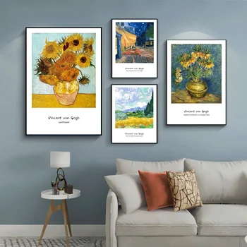 Van Gogh Aliejaus Tapybos Kūriniai, Saulėgrąžų Abrikosų Abstrakčios Drobės Meno Spausdinti Plakato Nuotrauką Sienos Plakatą, Namai Dekoruoti Freskomis Namuose