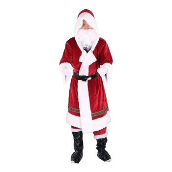 6PCS Kalėdų Senelio Kostiumas Fancy Dress Suaugusiųjų Kostiumas, Cosplay Apranga S-2XL