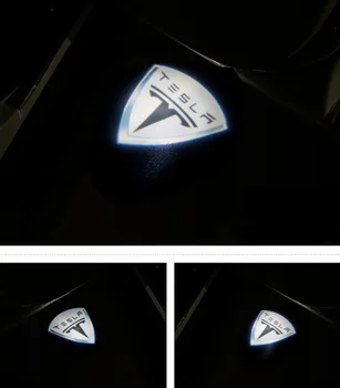 2vnt Automobilio LED Mandagumo vaiduoklis šešėlis sveiki, šviesos, Lazerių logotipą, projektorius, durų lempa Tesla Model S Modelis X M. Modelis 3 Modelis Y