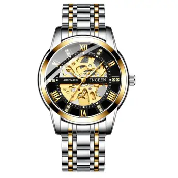Aukso Mechaniniai Laikrodžiai Visiškai Savarankiškai, Likvidavimo Automatinis Riešo Žiūrėti Fahsion Prabanga Skeletas Diamond Dial Tourbillon Laikrodžiai Vyrams