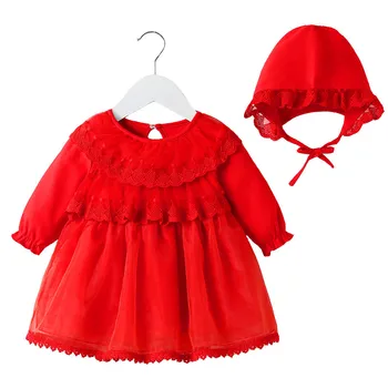 Kūdikių rudens dress kūdikių mergaičių siuvinėjimo princesė krikštynos krikšto suknelė suknelė šalis vestuvių drabužius 0-12 mėnesių komplektai