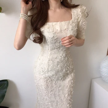 Korėjos Stiliaus Moterų Suknelė Raudona Elegantiškas, Aukštos Kokybės Trumpas Rankovės Šalies Bodycon Suknelė moteriški Drabužiai Vestidos Largos 2021 WPY2396